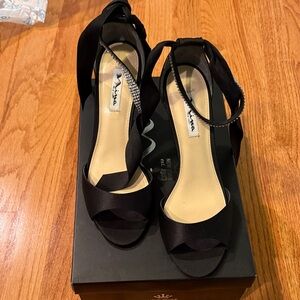 Nina Elegant Black Satin Heels
